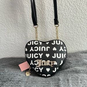 NWT Juicy Couture Faux Leather Licorice Heart
Fluffy Crossbody with Rhinestones